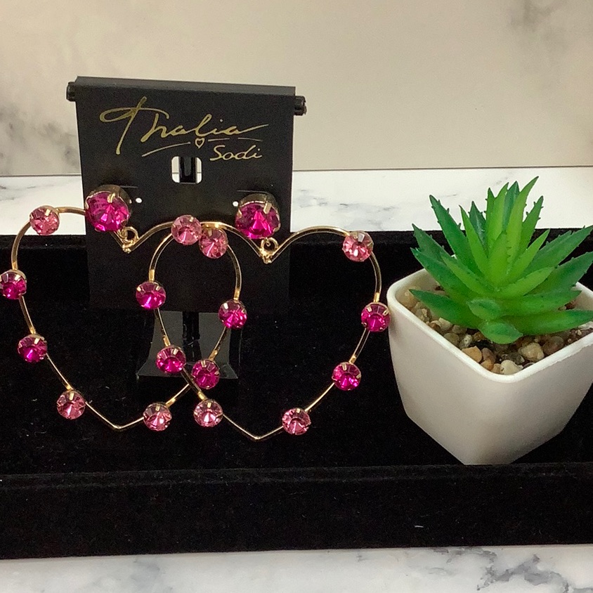 Nwt- Thalia Sodi - Gold-Tone Crystal Heart Earrings